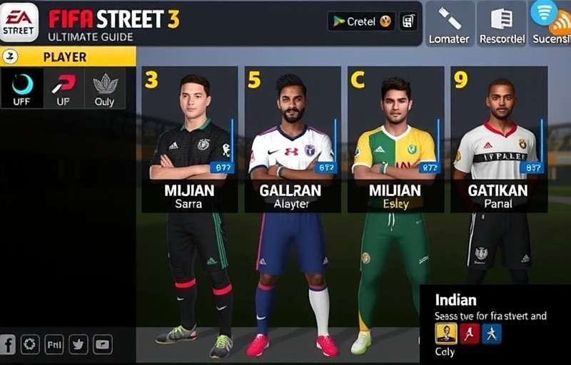 FIFA Street 3 player selection screen with Indian players
